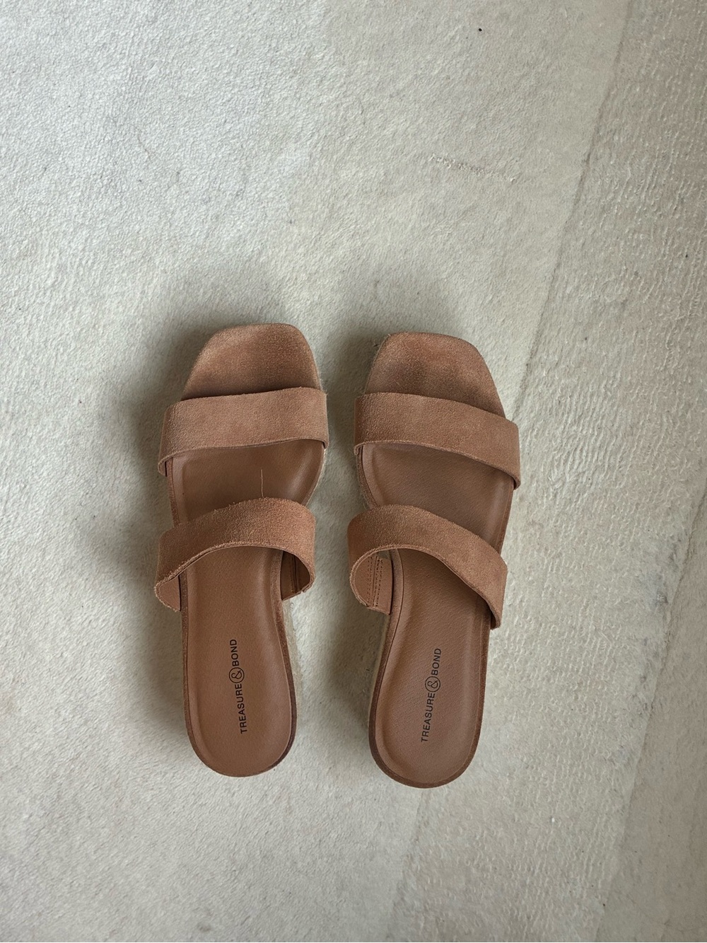 Treasure & Bond Fatima Platform Suede Slide Sandal in Tan 8.5